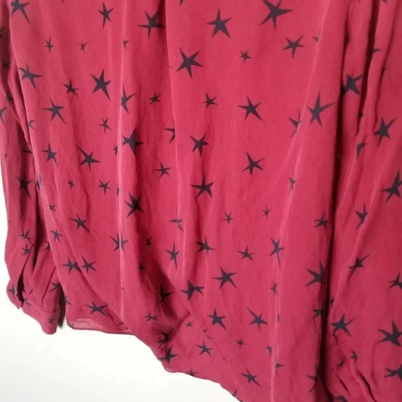 L'AGENCE Mariposa Star-Print  Silk Crossover Blouse S - Picture 10 of 15